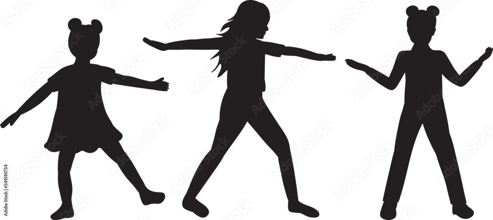 silhouette children dancing isolated vector silhouette children dancing isolated vector