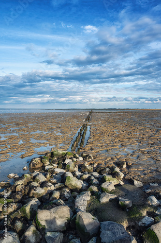 UNESCO-protected Wadden Sea between Ameland and Schiermonnikoog in the north of the Netherlands