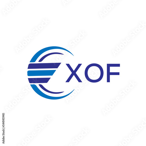 XOF letter logo. XOF blue image on white background. XOF vector logo design for entrepreneur and business. XOF best icon. photo