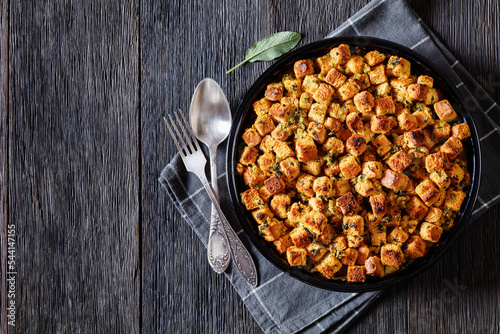 turkey pot pie with stuffing crust in baking dish