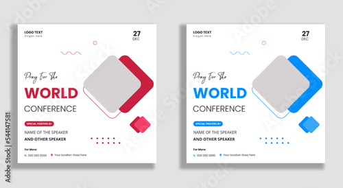 Church praise and worship conference flyer social media and web banner template