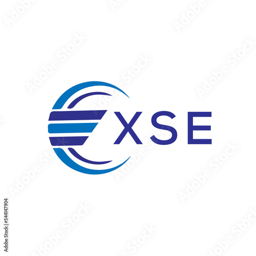 XSE letter logo. XSE blue image on white background. XSE vector logo design for entrepreneur and business. XSE best icon. photo