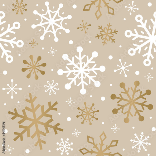 Abstract snowflakes - Christmas seamless pattern. Vector illustration