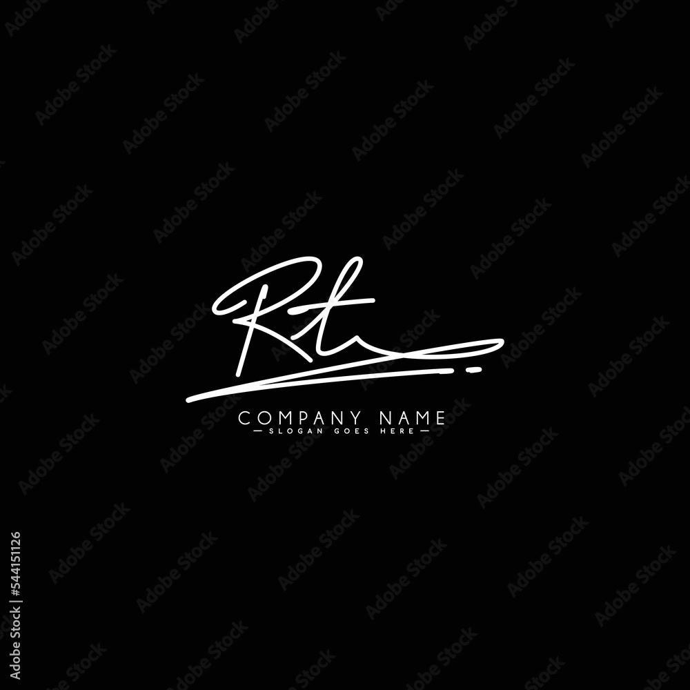 RT Simple Signature Logo - Handwritten Vector Template for R and T Logo ...