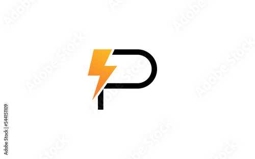 P logo energy vector for identity company. initial letter volt template vector illustration for your brand.