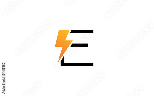 E logo energy vector for identity company. initial letter volt template vector illustration for your brand.