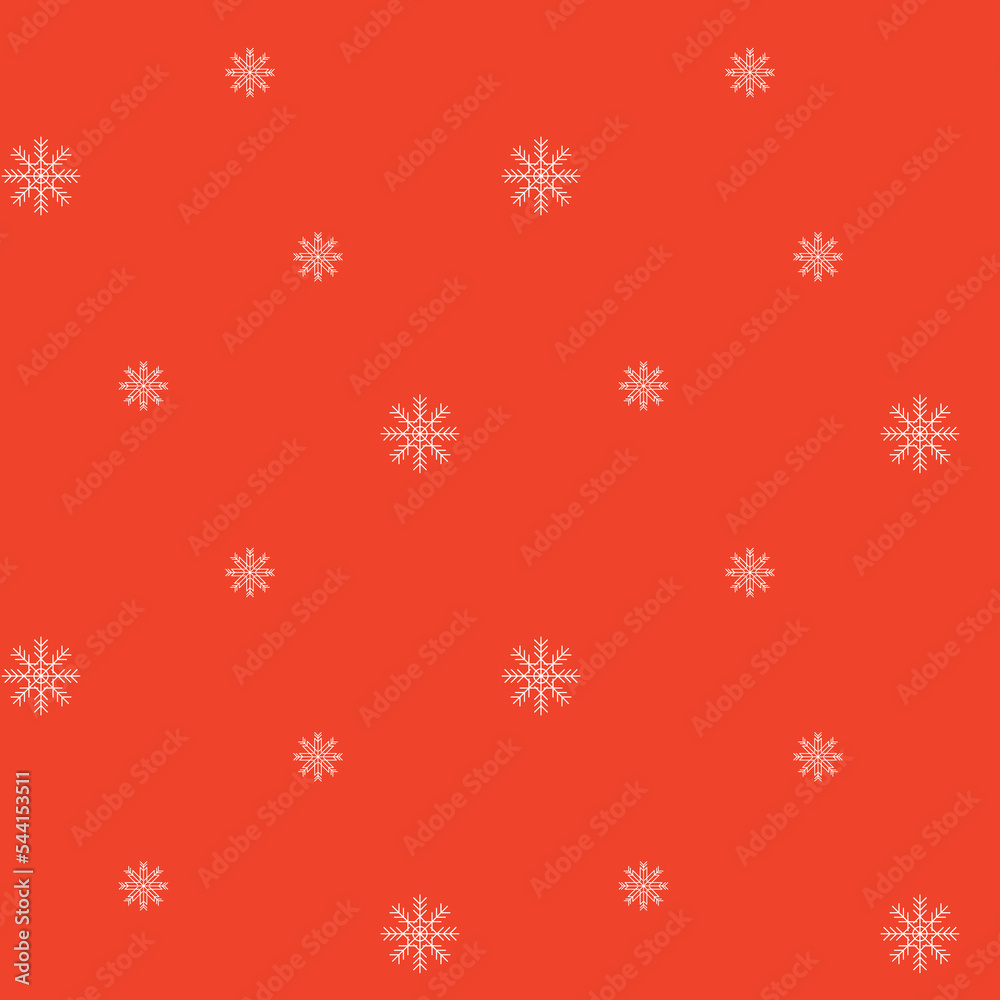 New Year's seamless pattern. Snowflakes on a red background. Christmas fabric pattern New Year's seamless pattern. Snowflakes on a red background. Christmas fabric pattern