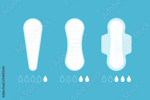 Panty liners and absorbency scale flat illustration set
