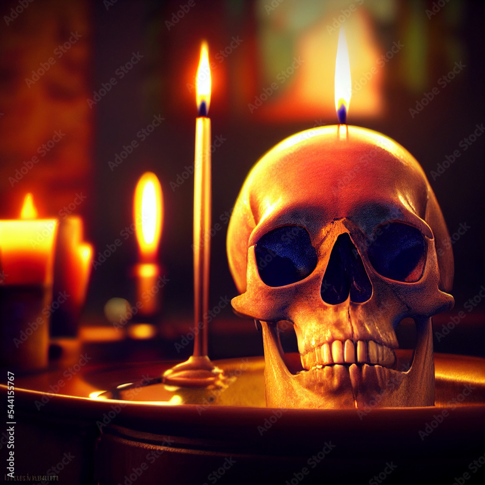 Mysterious skull and candle Mysterious skull and candle
