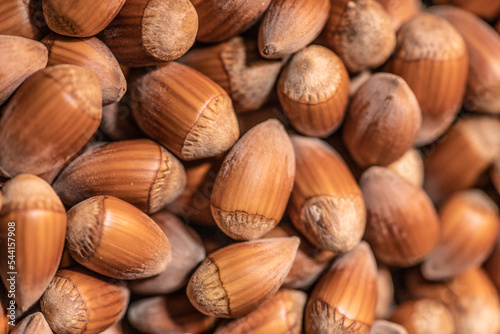 macro view on a pile of Hazelnuts with beautiful depth of field