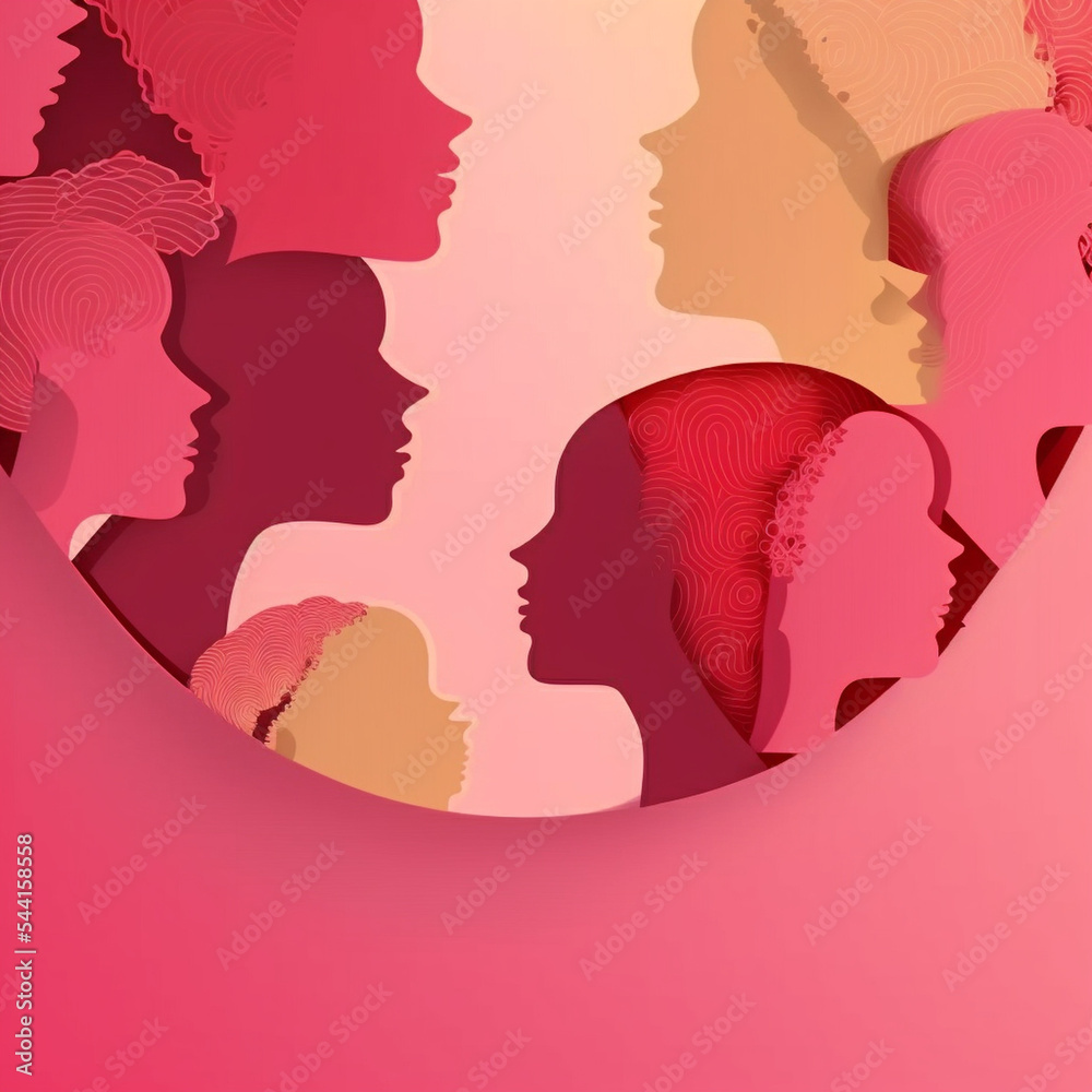 silhouettes of women's faces 3d simulation of paper