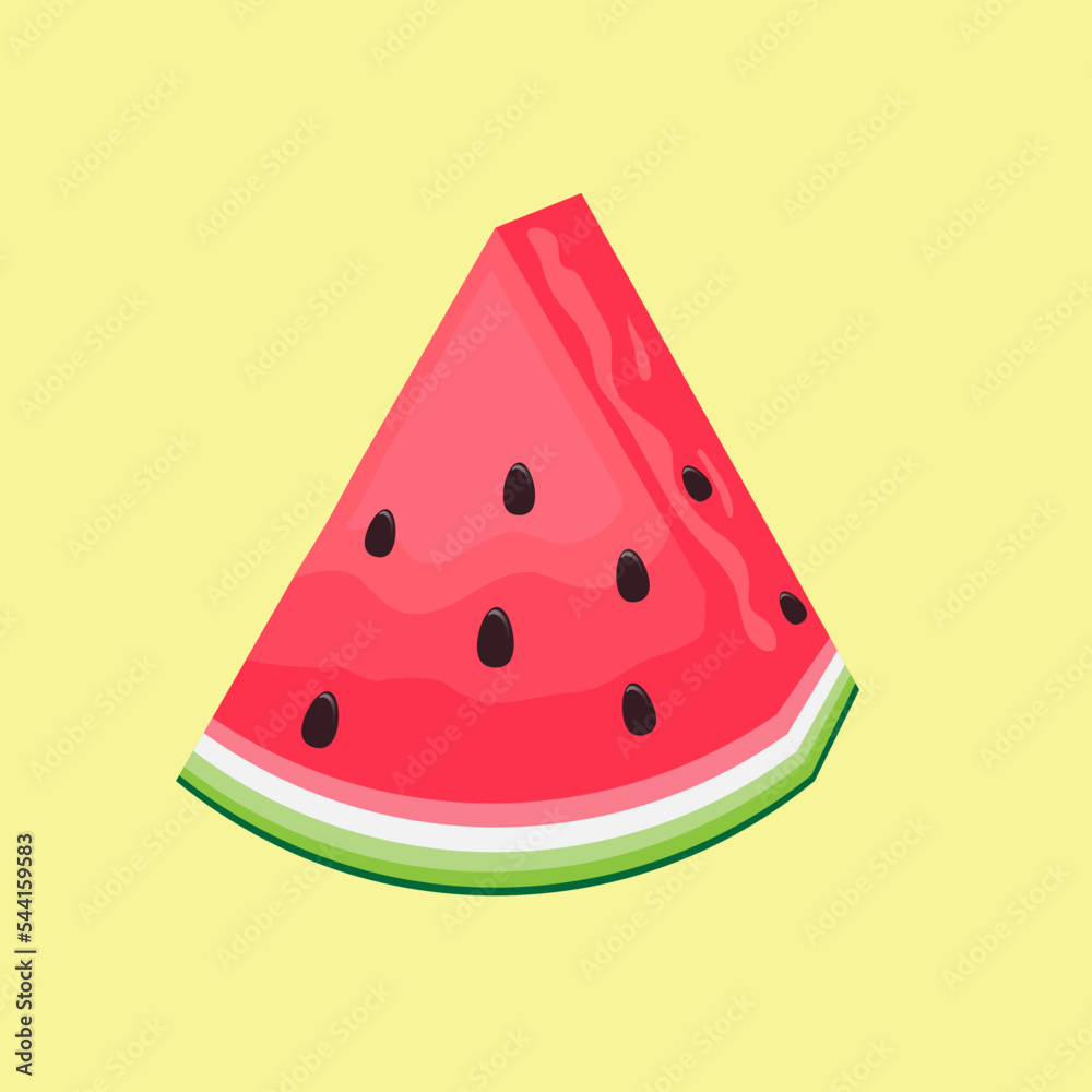 Watermelon on yellow background. Baby background for fabric textile. Food Summer backdrop in flat design. Watermelon on yellow background. Baby background for fabric textile. Food Summer backdrop in flat design.