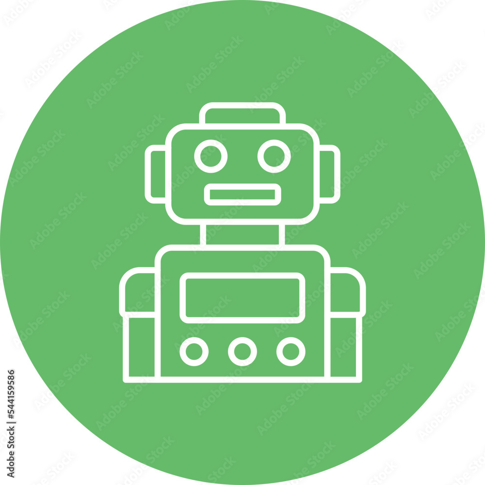 Robot Multicolor Circle Line Inverted Icon Robot Multicolor Circle Line Inverted Icon