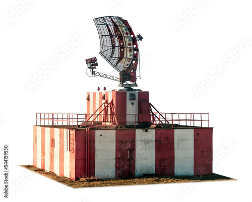 Radar in airport and air traffic control on transparent background