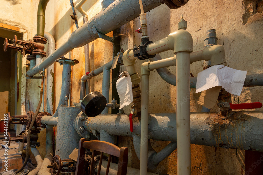 View of the suffering system of heating of a residential building View of the suffering system of heating of a residential building