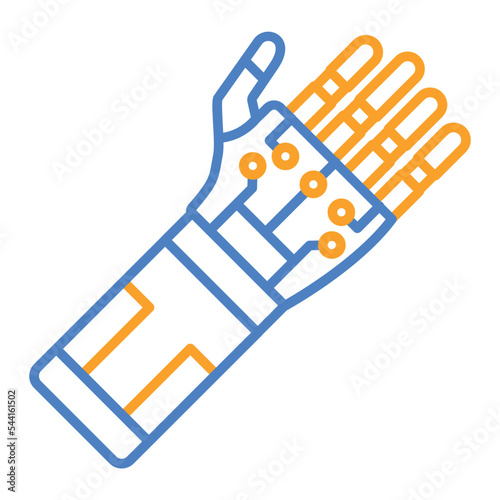 Bionic Arm Blue And Orange Line Icon