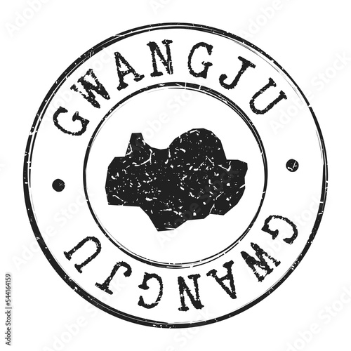 Gwangju, South Korea Silhouette Postal Passport. Stamp Round Vector Icon Map. Design Travel Postmark. 