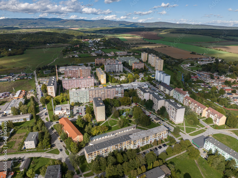 Aerial view of the city of Moldava nad Bodvou in Slovakia