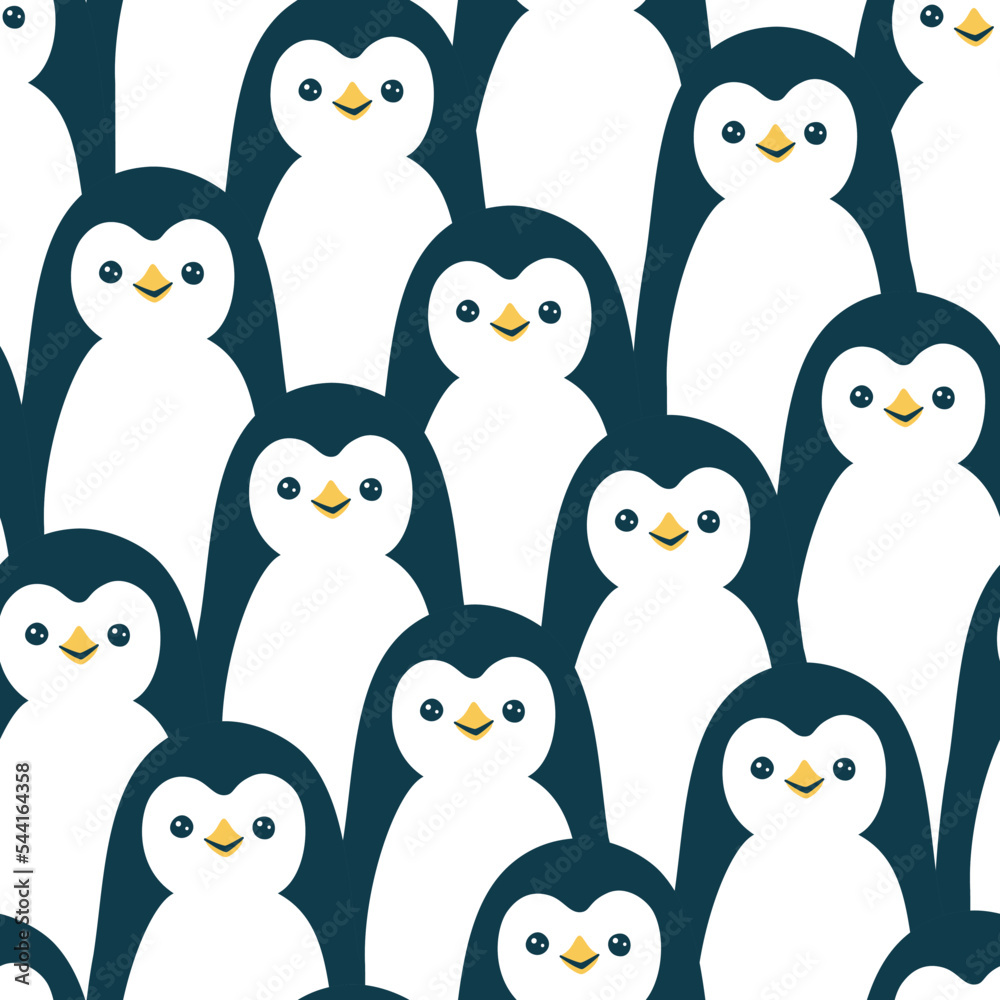 Naklejka premium Vector seamless pattern with cute penguins