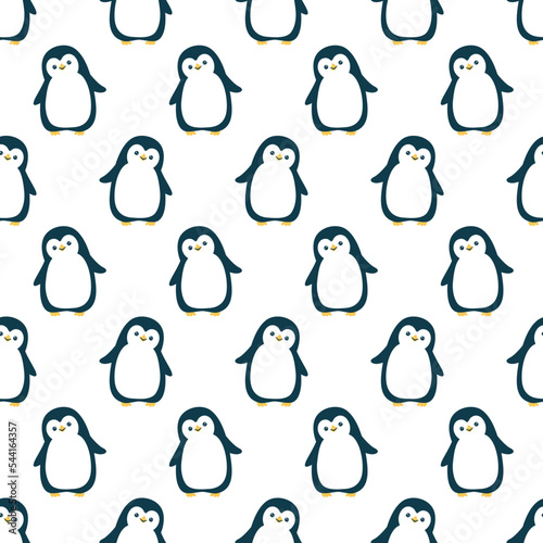 Vector seamless pattern with cute penguins