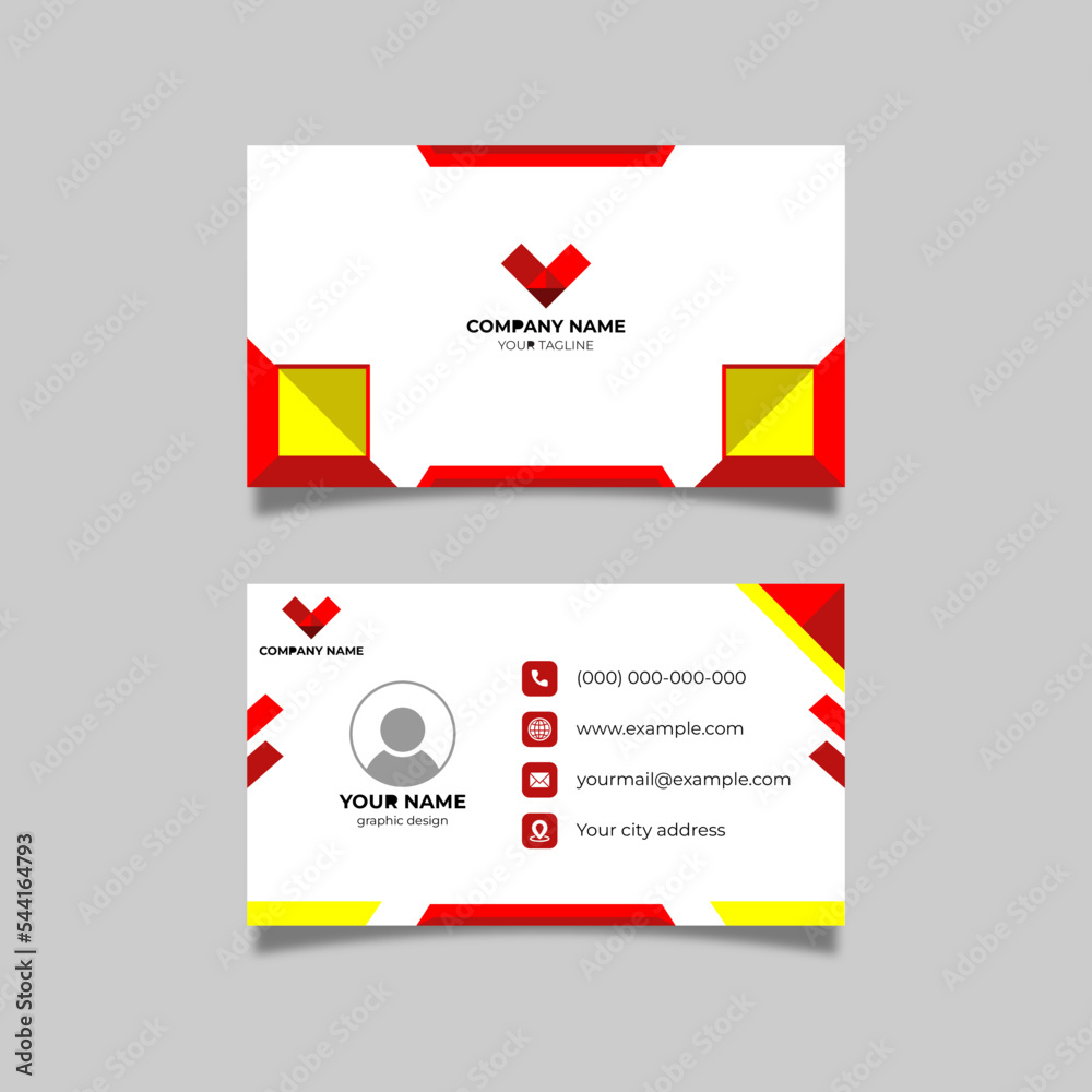 modern business card with red and yellow template design