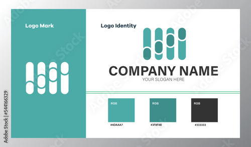 abstract geometric company logo with color guide