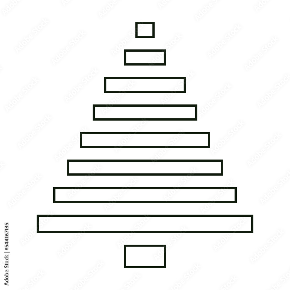 Fototapeta premium simple flat black line shape of pine tree with bloks