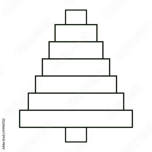 simple flat black line shape of pine tree with pyramide  bloks