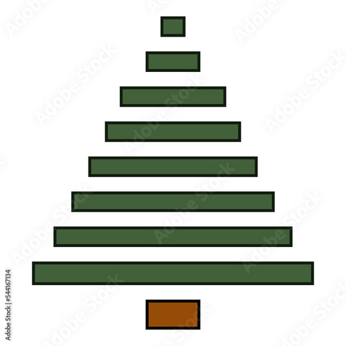 simple flat green  shape of pine tree with bloks