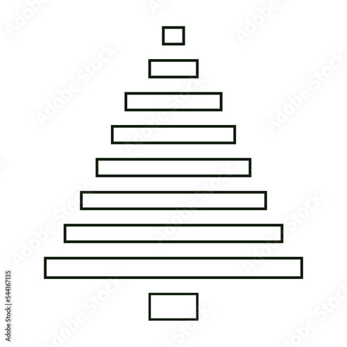 simple flat black line shape of pine tree with bloks