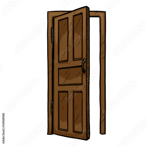 Open door vector illustration on white background