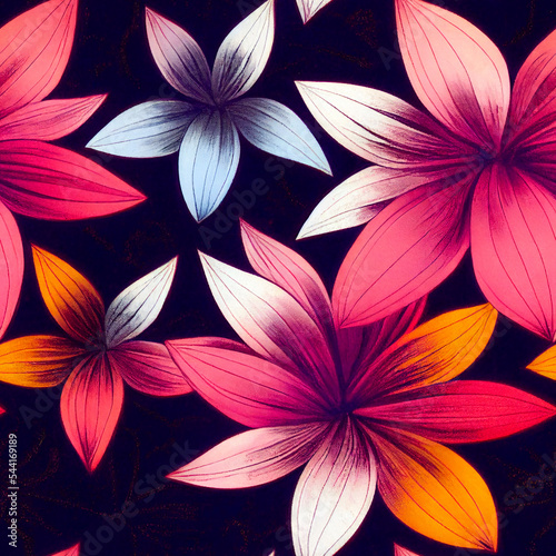 Seamless floral pattern. Flowers and leaf, Vintage background for fabric texture print. © Sergey