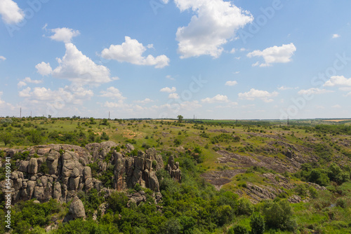 View of Aktove Canyon is a canyon near the Aktove village, on the Mertvovod river in the Voznesenskyi region of Mykolaiv Oblast of Ukraine photo