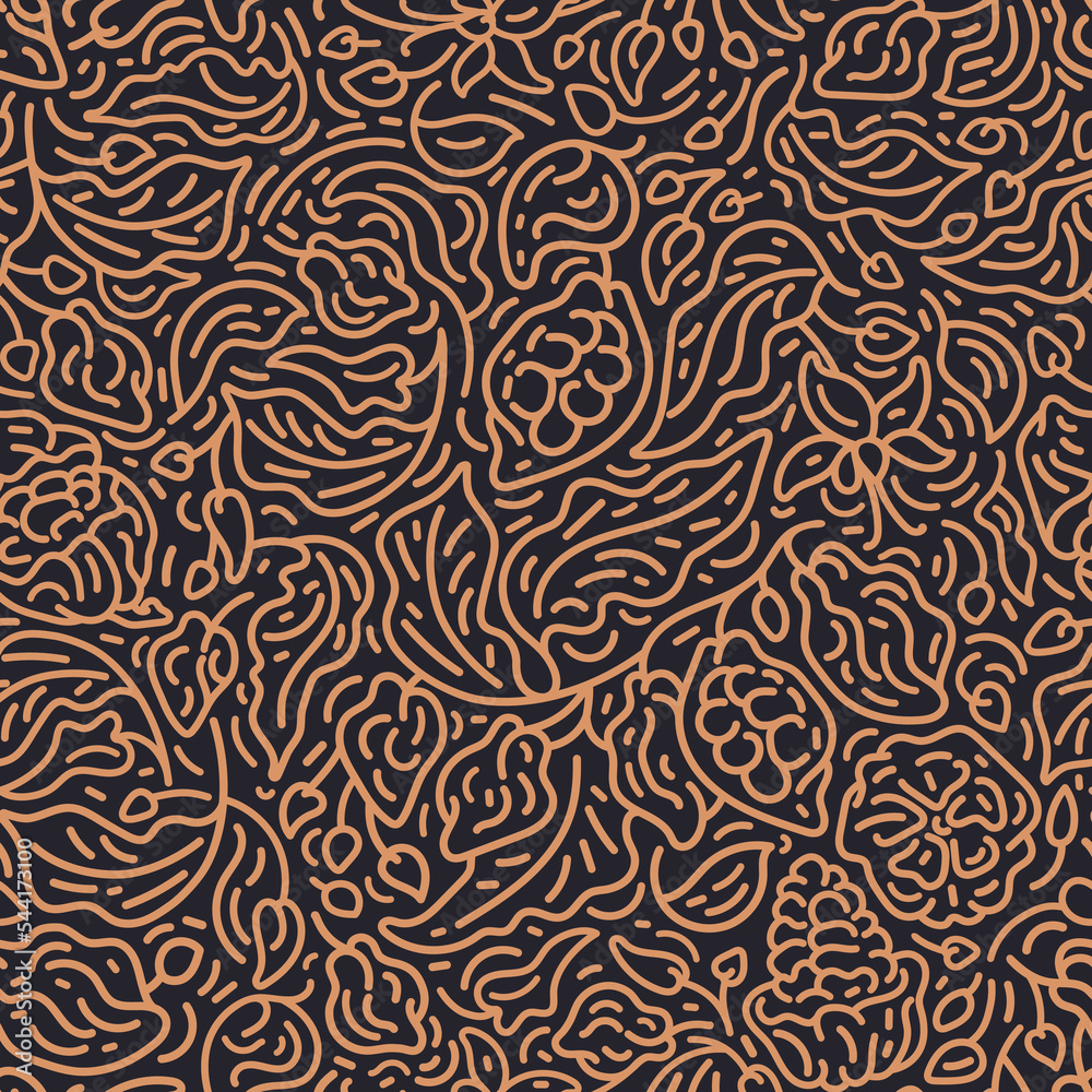 Cocoa abstract line seamless print. Dark chocolate