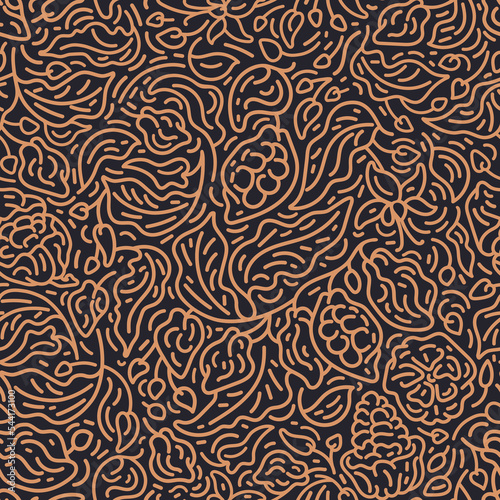 Cocoa abstract line seamless print. Dark chocolate