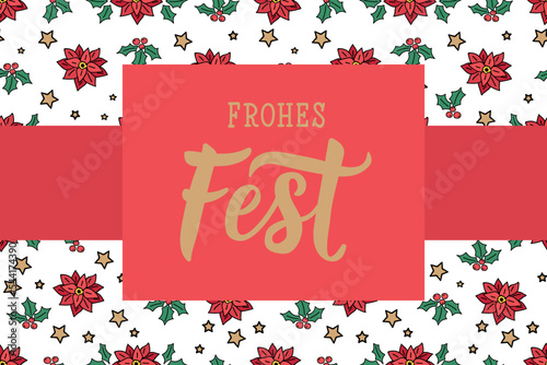 Christmas card. German text: Happy holidays. Lettering. Banner. calligraphy vector illustration. Frohes fest