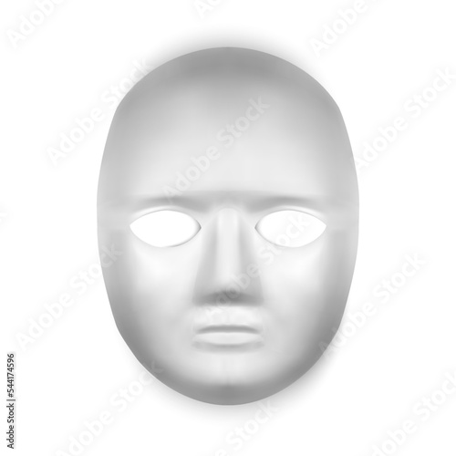 Carnival mask in White color. Realistic White mask on white background