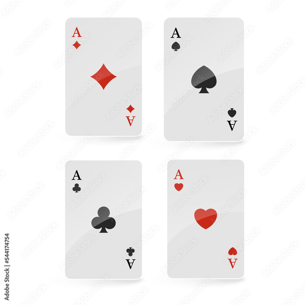 Playing cards falling on light background. isometric and 3D. Vector illustration.