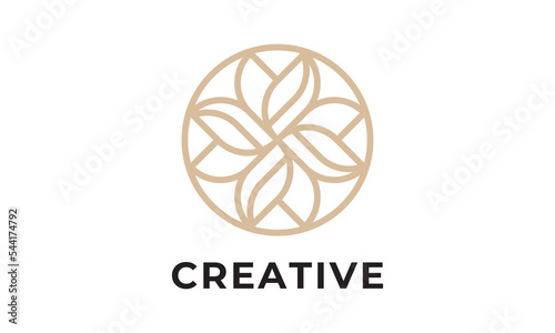 leaf abstract circle elegant ornament logo design