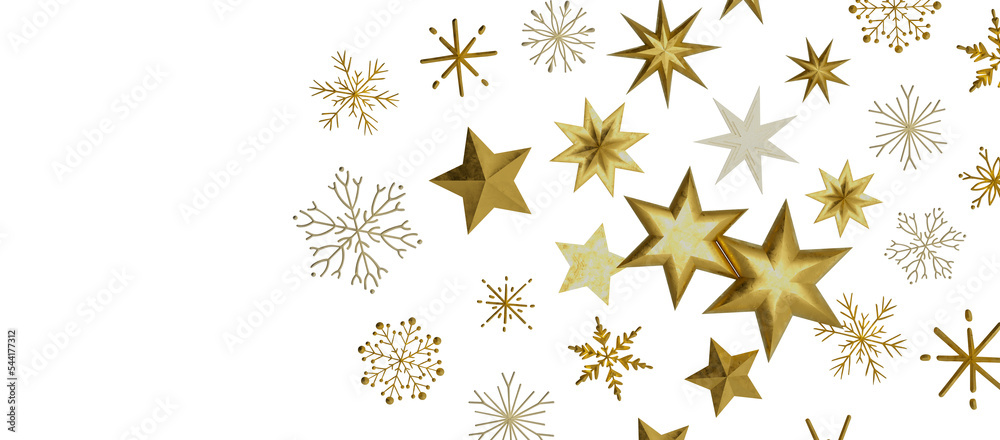 Snowflakes and bokeh lights on the blue Merry Christmas background. 3D render Snowflakes and bokeh lights on the blue Merry Christmas background. 3D render