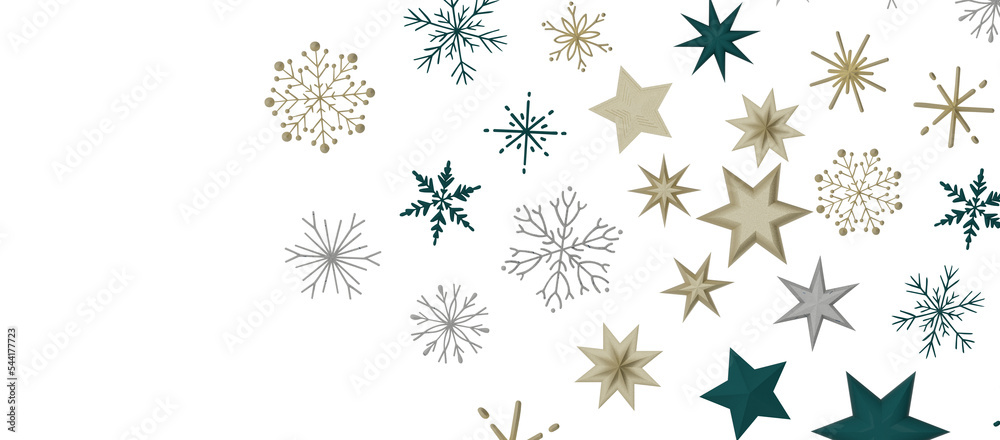 Snowflakes and bokeh lights on the blue Merry Christmas background. 3D render Snowflakes and bokeh lights on the blue Merry Christmas background. 3D render