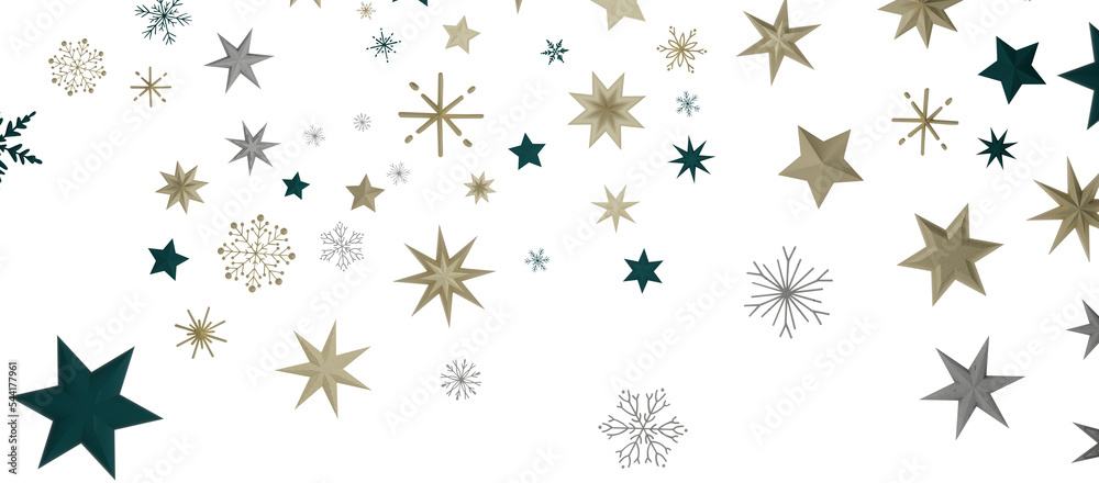 Christmas background design of snowflake and snow falling in the winter 3d illustration