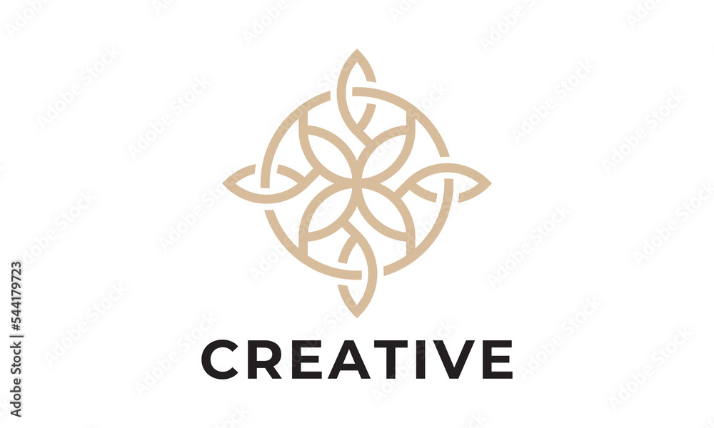 leaf abstract circle elegant ornament logo design leaf abstract circle elegant ornament logo design