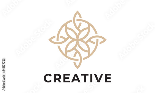 leaf abstract circle elegant ornament logo design