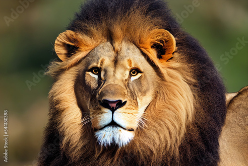 Foto face of a male lion close up