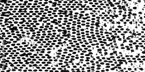 Monochrome texture composed of irregular graphic elements. Distressed uneven grunge background. Abstract vector illustration. Overlay for interesting effect and depth. Isolated on white background.