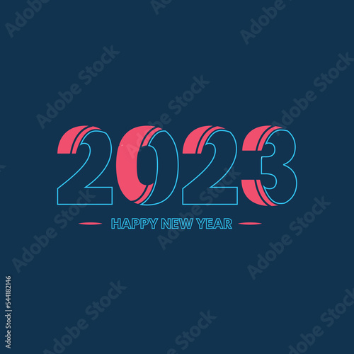 Happy New Year 2023 text typography template