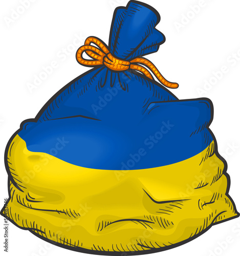 Illustration of a bag in the colors of the Ukrainian flag