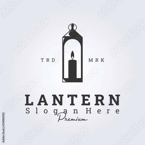 isolated candle lantern retro logo vector vintage illustration design