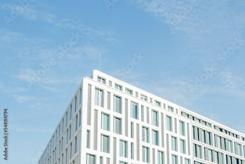 Modern office building on a blue sky background